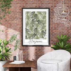 Minimalist “Hosanna” Printable Wall Art | Monstera Leaf Christian Decor | Palm Sunday Scripture Print