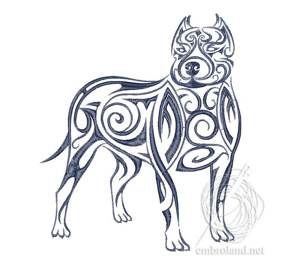 Disegno Di Ricamo Di Cane Ornamento Del Cane Tatuaggio Macchina Ricamo Design Pit Bull