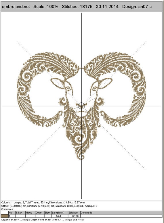 Machine Embroidery Design .Youth embroidery T-shirt embroidery machine Machine embroidery Goat Goat design PDF Pattern.