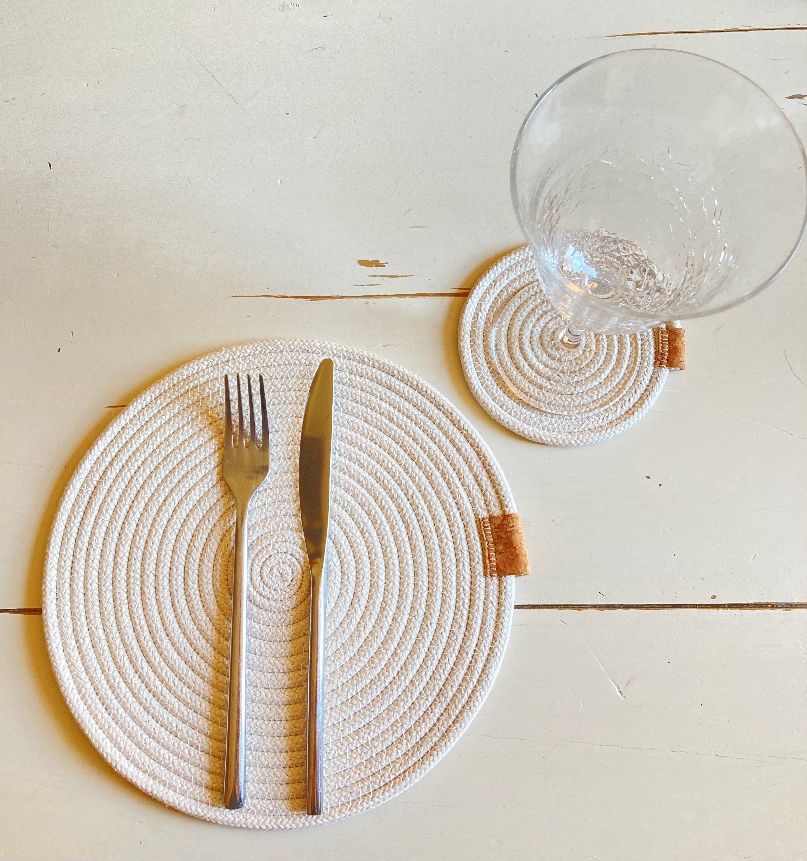 4 Rope and Cork Placemats / Table Mats and Coasters Set of 4 Etsy