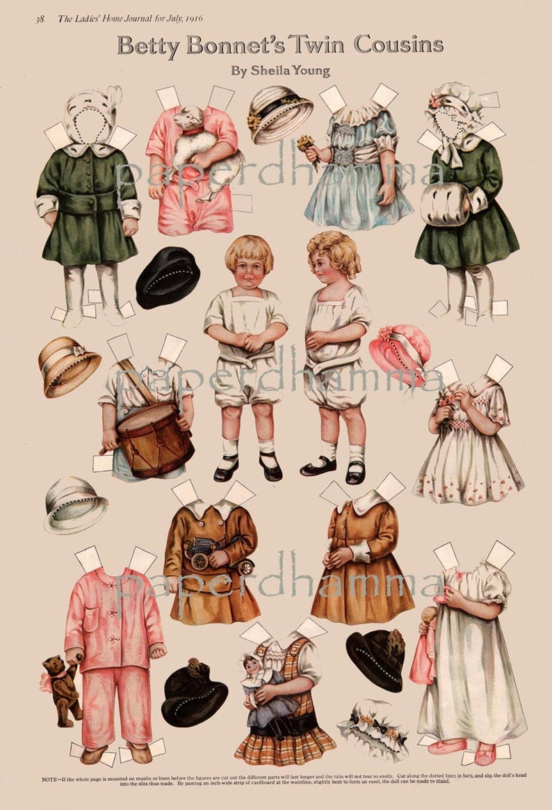betty bonnet paper dolls