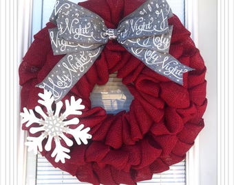 christmas wreath winter wreath red with merry christmas ribbon holiday burlap wreath merry christmas wreath silent night wreath - Christmas Burlap Wreaths christmas wreath winter wreath red with merry christmas ribbon holiday burlap wreath merry christmas wreath silent night wreath - Christmas Burlap Wreaths