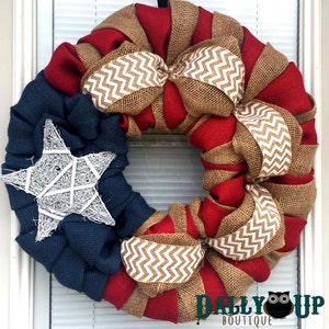 BEST SELLER American flag wreath, 4th of July Wreath-Fourth of July Wreath Wreath-Summer Wreath Patriotic burlap wreath image 2