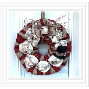 Snowman Christmas  Wreath - Christmas Wreath, Holiday Holiday Burlap Wreath - Christmas Decoration, Snowman Christmas Door Decor