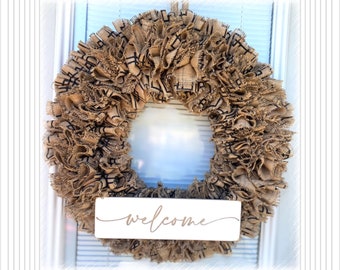 Wreath - Burlap Wreath -Teacher Gift -Gifts for her -Wreath - Housewarming Gift - Door Decor - Gray Chevron Burlap Wreaths Birthday