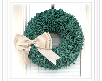 Country Teal  Burlap Wreath,  Burlap Decor  wreath- Country wreath, Farmhouse Wreath , Burlap Decor burlap, Wreath,