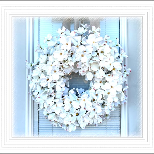 Natural Dogwood Wreath, Wreath for your front Door , 20” wreath, Flower wreath, Door decoration, Off white wreath, Floral wreath,  wreath