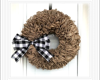 Burlap  Wreath, Natural  wreath- Country wreath, Farmhouse Wreath , Burlap Decor burlap, Wreath,