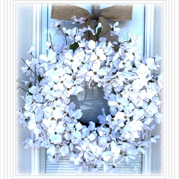 Natural Dogwood Wreath, Wreath for your front Door , 20” wreath, Flower wreath, Door decoration, white wreath, Floral wreath,  wreath