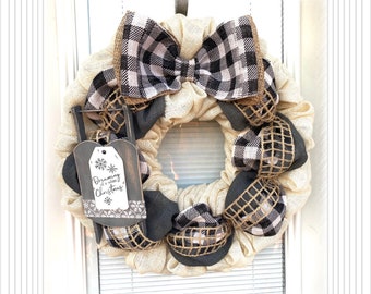 Winter wreath, Christmas wreath, Hello Winter Christmas Wreath - Christmas  Wreath,  Christmas wreath, Holiday Burlap Wreath, Wreath,