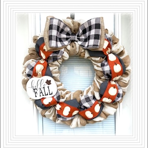 Hello Fall Pumpkin Wreath- Buffalo plaid  Autumn wreath - Fall Burlap Wreath -Orange Burlap Wreath - Pumpkin Wreath - Fall Wreath - Fall -