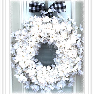 Natural Dogwood Wreath, Wreath for your front Door , 24” wreath, Flower wreath, Door decoration, white wreath, Floral wreath,  wreath