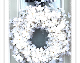 Natural Dogwood Wreath, Wreath for your front Door , 24” wreath, Flower wreath, Door decoration, white wreath, Floral wreath,  wreath