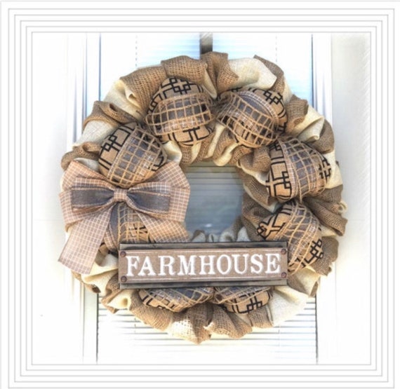 Farmhouse Wreath, Rustic wreath- Country, Burlap Wreath , Farmhouse Decor burlap, Wreath, Farm decor