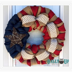4th of July Wreath-Fourth of July Wreath- America Wreath, USA decor wreath, Burlap Decor Wreath Summer Wreath- Patriotic burlap wreath-