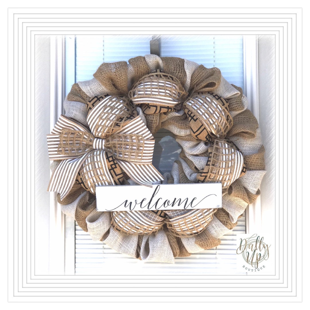 Wreath for Front Door Welcome Wreath Rustic Wreath Country