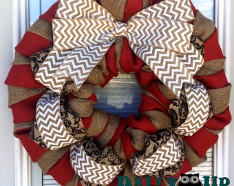 Door wreath, Front door decor wreath Chevron Burlap Wreath, Welcome Wreath, Office Wreath, Everyday Wreath, rustic wreath