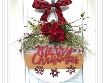 Christmas Door hanger, Merry Christmas sign for your front Door , 18” Wreath, Holiday door decor , Door decoration, farmhouse wreath
