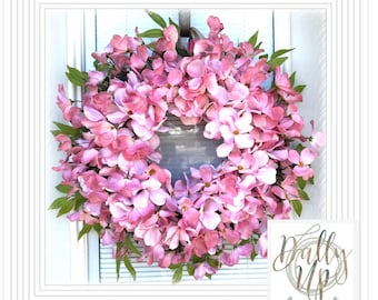 Pink Spring Dogwood Wreath, Wreath for your front Door,wreath, Flower wreath, Door decoration, large white wreath, Floral wreath,  wreath