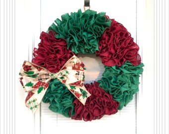 Christmas Wreath - Christmas Burlap Wreath - Red, and Green Wreaths, Holiday Wreath, Christmas Burlap, Merry Christmas Wreath