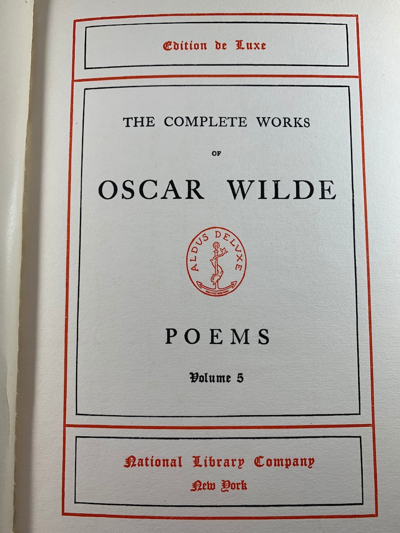 The Complete Works of Oscar Wilde Poems Volume 5 Rare Edition Etsy