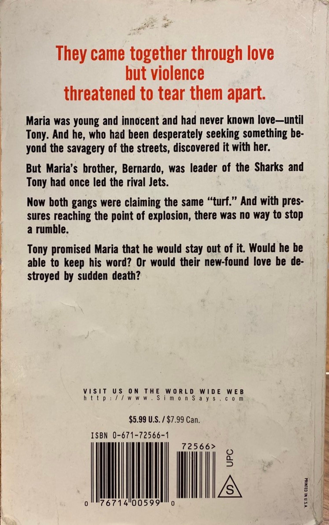 West Side Story by Irving Shulman West Side Story by Irving Shulman