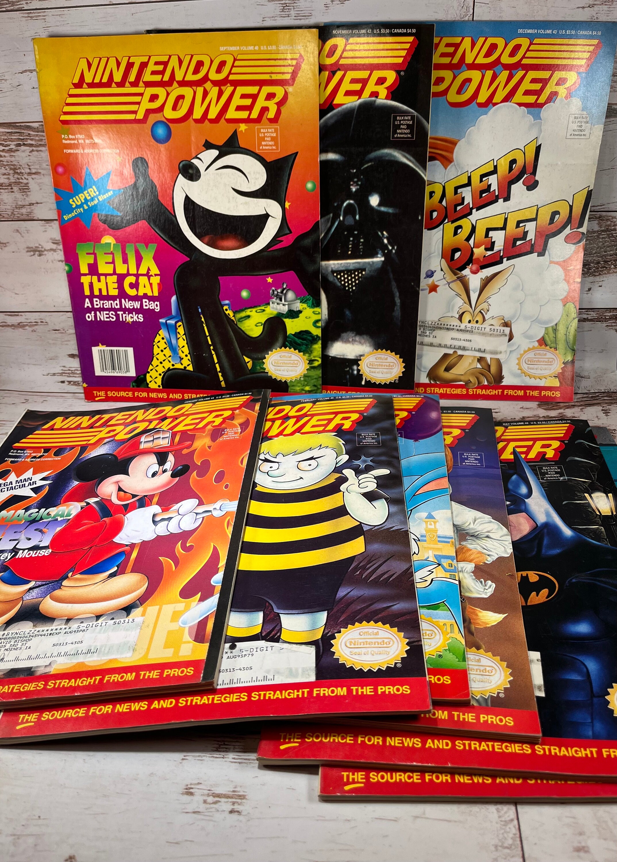 Revistas Nintendo Power Volumen 40,42,43,44,45,45,47,48,49 Edición 1992 Todos