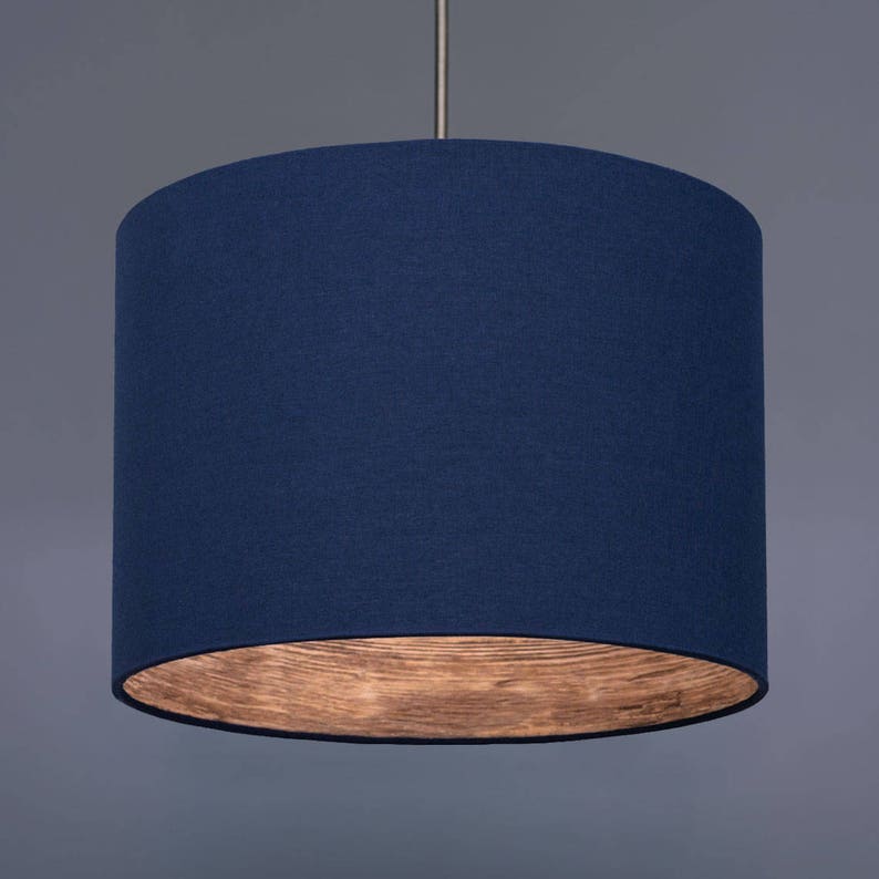 Rough Rustic Wood Effect Fabric Drum Lampshade Pendant Choice Of 25 Colours