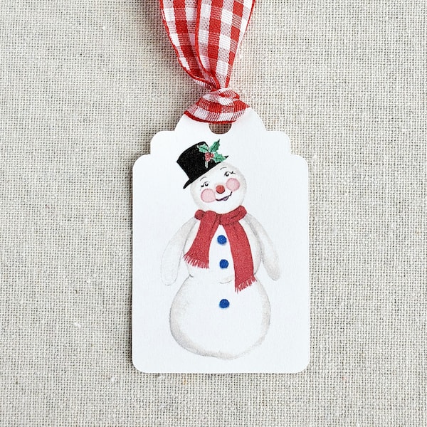 Christmas gift tags, holiday tags, party favor tags, watercolor gift tags, Christmas tags, hostess gift tags, Snowman gift tags