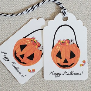 Halloween gift tags, Halloween party favor tags, Halloween pumpkin tags, Watercolor gift tags, Trick or Treat tags, Halloween treat bag tags