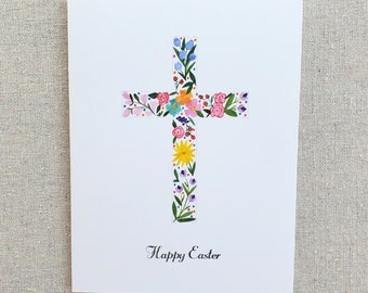 Easter Greeting Card, Single Easter Folded Note Card, Happy Easter Note Card, Easter Cross Note Card, Easter Gift Card