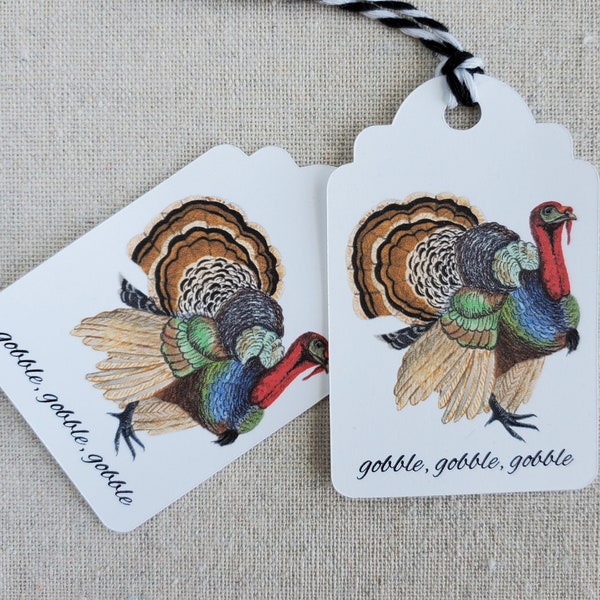 Thanksgiving turkey gift tags, Autumn gift tags, fall gift tags, party favor tag, watercolor gift tags