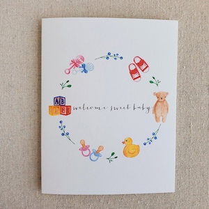 Baby Shower Card, Baby Greeting Card, Baby Card, Boy or Girl Baby Gift Card, Welcome Baby