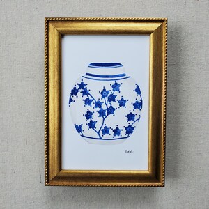 ART PRINT: Watercolor Blue and White Jar Art Print, Chinoiserie Vase Art Print, Original Watercolor Art Print, Giclee Art Print