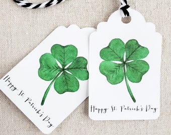 St. Patrick's Day Gift Tag, Set of 9 Shamrock Tags, St Patrick's Day Party Favor Tag, Luck of the Irish, St Patrick's Day Goody Bag Tag
