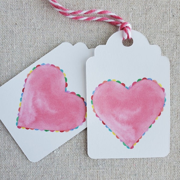 Valentine's Day gift tags, gift tags, Heart gift tags, Pink heart gift tags, Watercolor gift tags, Valentine's Day party favor tags