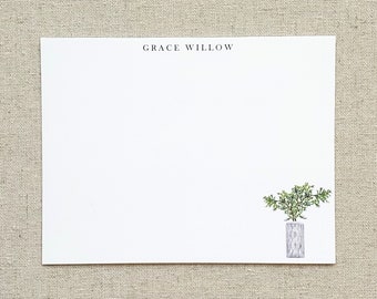 Juniper blank or personalized stationery, Original watercolor note cards, correspondence with white envelopes, Set of 10 flat note cards