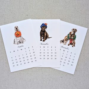2026 Dog Desk Calendar, 5 x 7 or 4 x 6 Mini Monthly Calendar, Original Watercolor Images, Gift for Hostess, Friend, Dog Lover