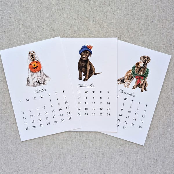 2026 Dog Desk Calendar, 5 x 7 or 4 x 6 Mini Monthly Calendar, Original Watercolor Images, Gift for Hostess, Friend, Dog Lover