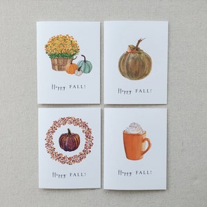 Watercolor Fall Greeting Card Set, Blank Note Cards