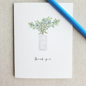 Juniper Thank You Note Cards, Original Watercolor, Set of 8