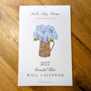 2027 Coastal Chic Tear-Away Hanging Wall Calendar, 11 x 17, Original Watercolor Art