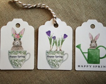 All Occasion gift tags, Spring gift tags, gift tags, rabbit gift tags, gift tags, watercolor tags, party favor tags,Happy Spring gift tags