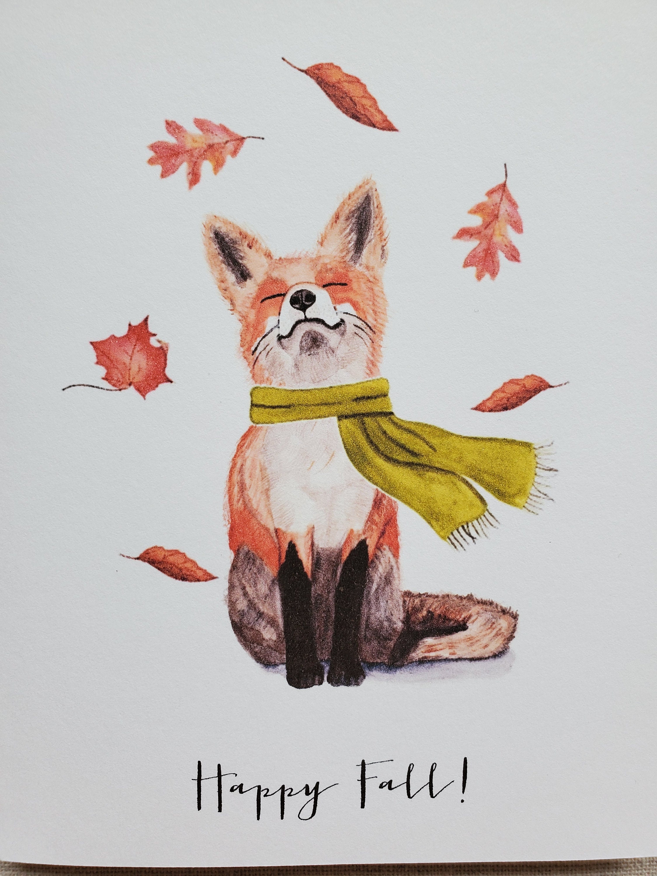 Fox Fall Greeting Card, Original Watercolor Art, Blank Inside - Etsy