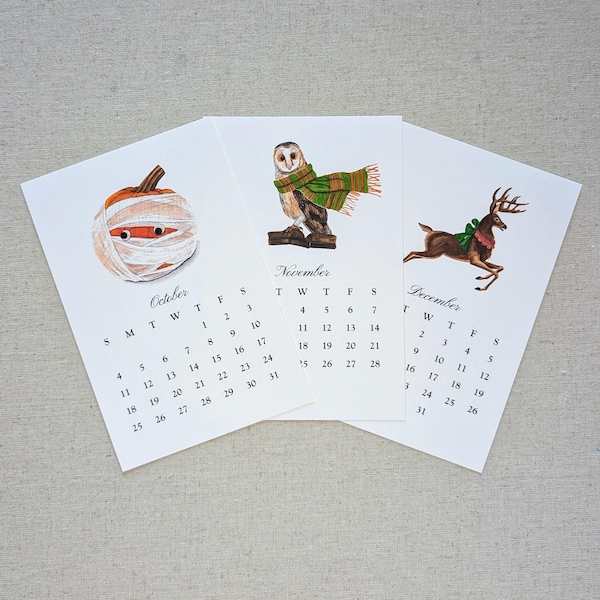 2026 Desk Calendar, 5 x 7 or 4 x 6 Mini Monthly Calendar, Original Watercolor Art, Gift for Teacher, Hostess, Friend, Mother