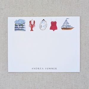 East Coast Summer Stationery, Original Watercolor Art, Personalized or Blank, Set of 10
