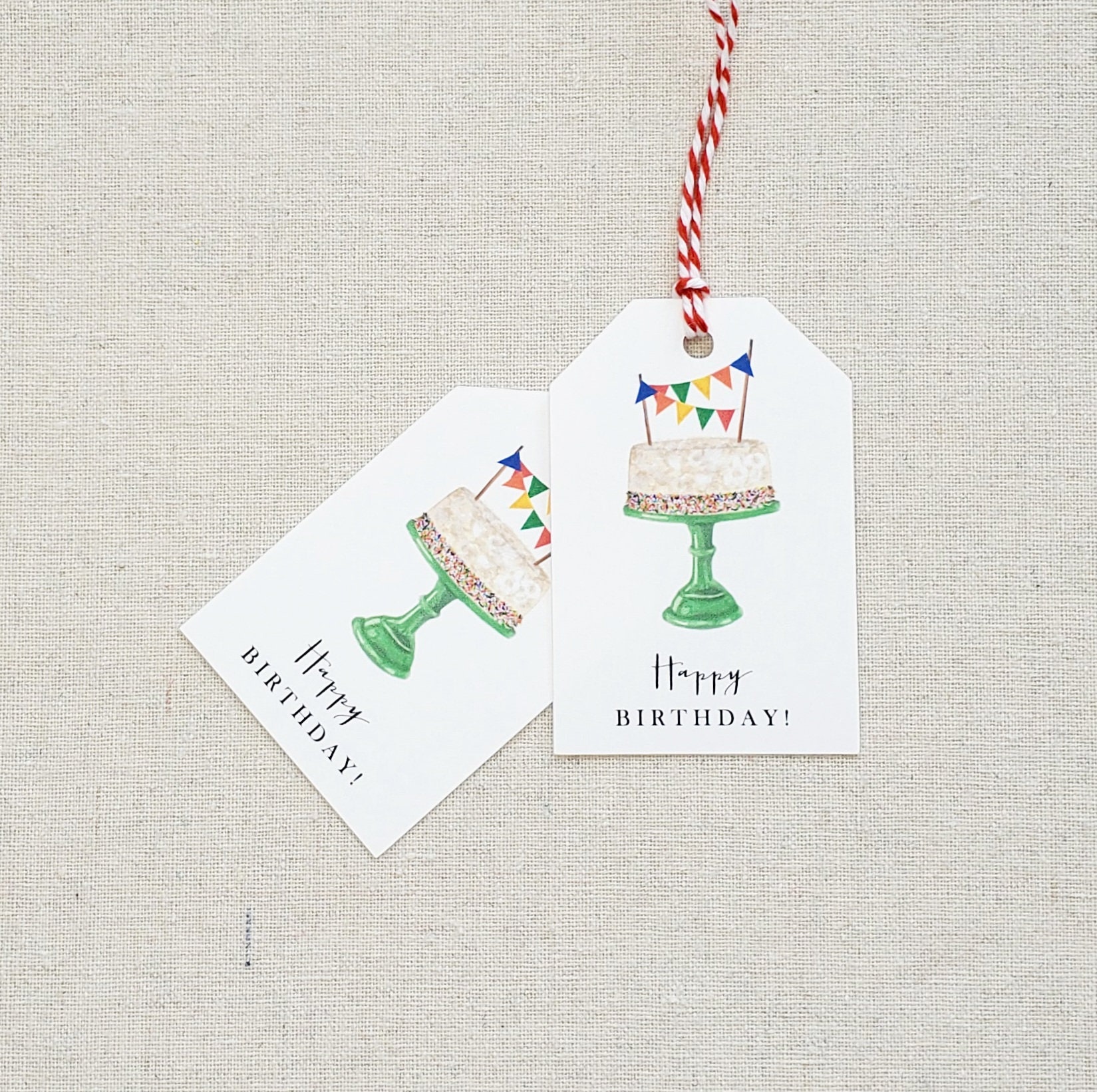 Birthday Cake Gift Tags, Set of 9 Original Watercolor Party Favor Tags ...