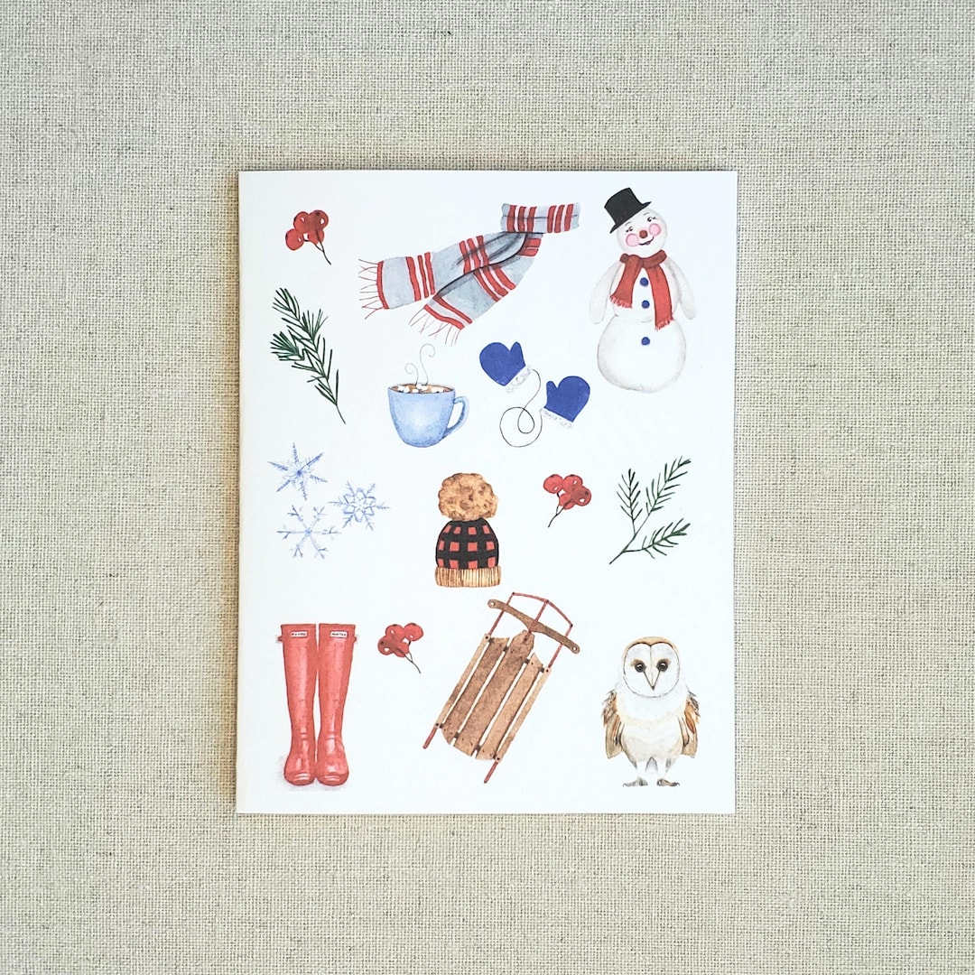 Small Winter Card Winter Greeting Card, Original Watercolor Winter Images Note Card ...