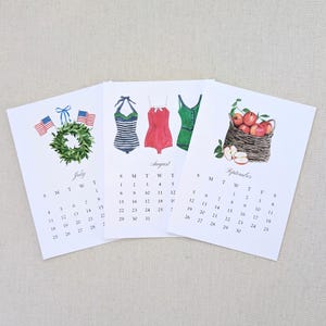2027 Seasonal Desk Calendar, Original Watercolor Art Work, 4 x 6 or 5 x 7
