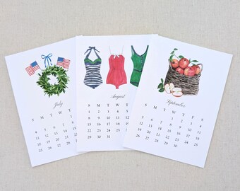 2027 Seasonal Desk Calendar, Original Watercolor Art Work, 4 x 6 or 5 x 7